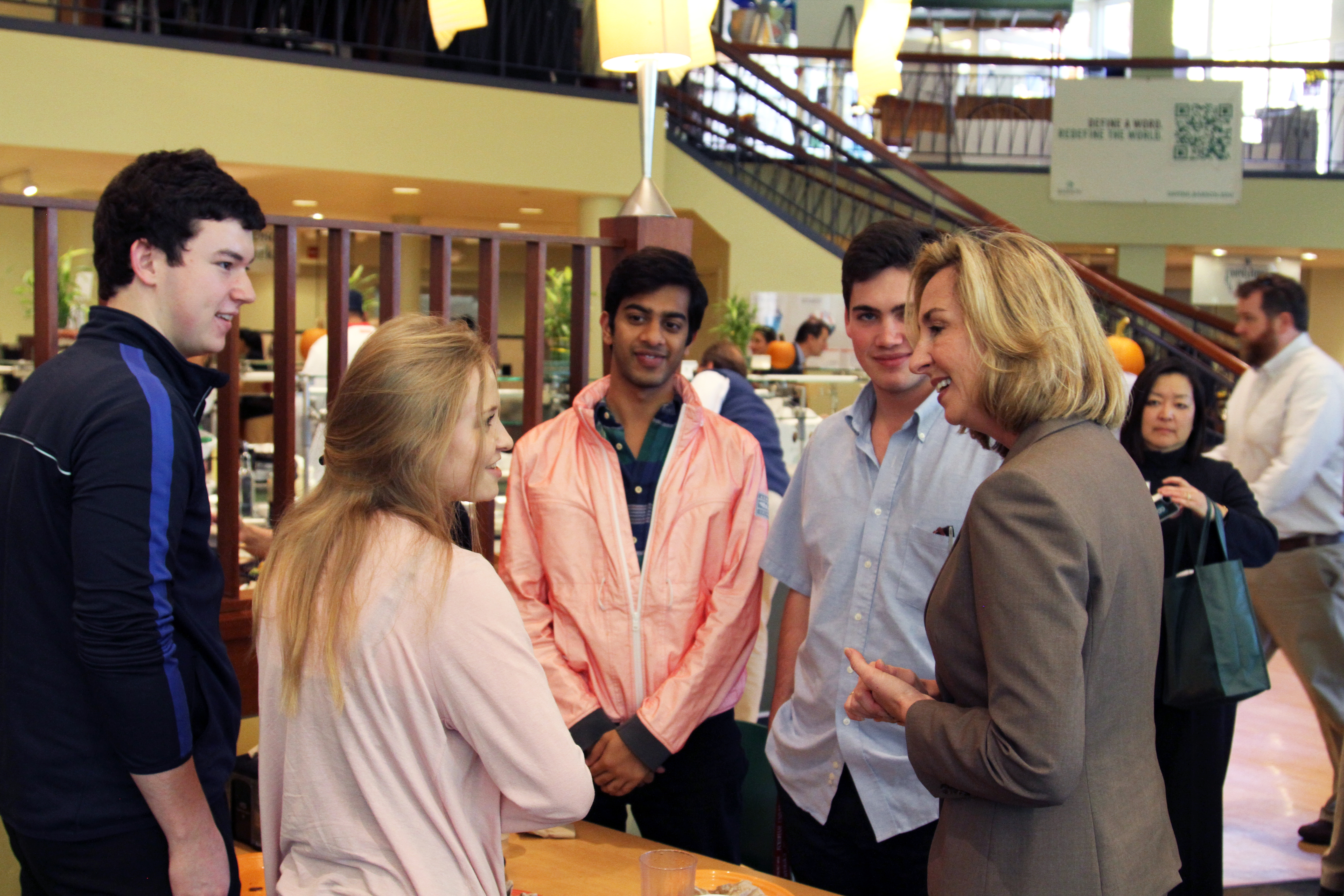 President Healey at Trim Dining Hall